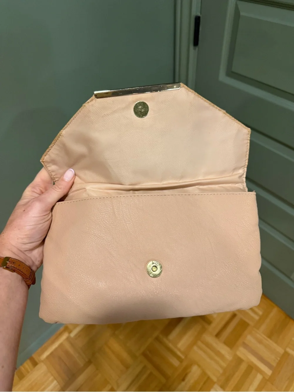 Neutral Blush Envelope Clutch Handbag
